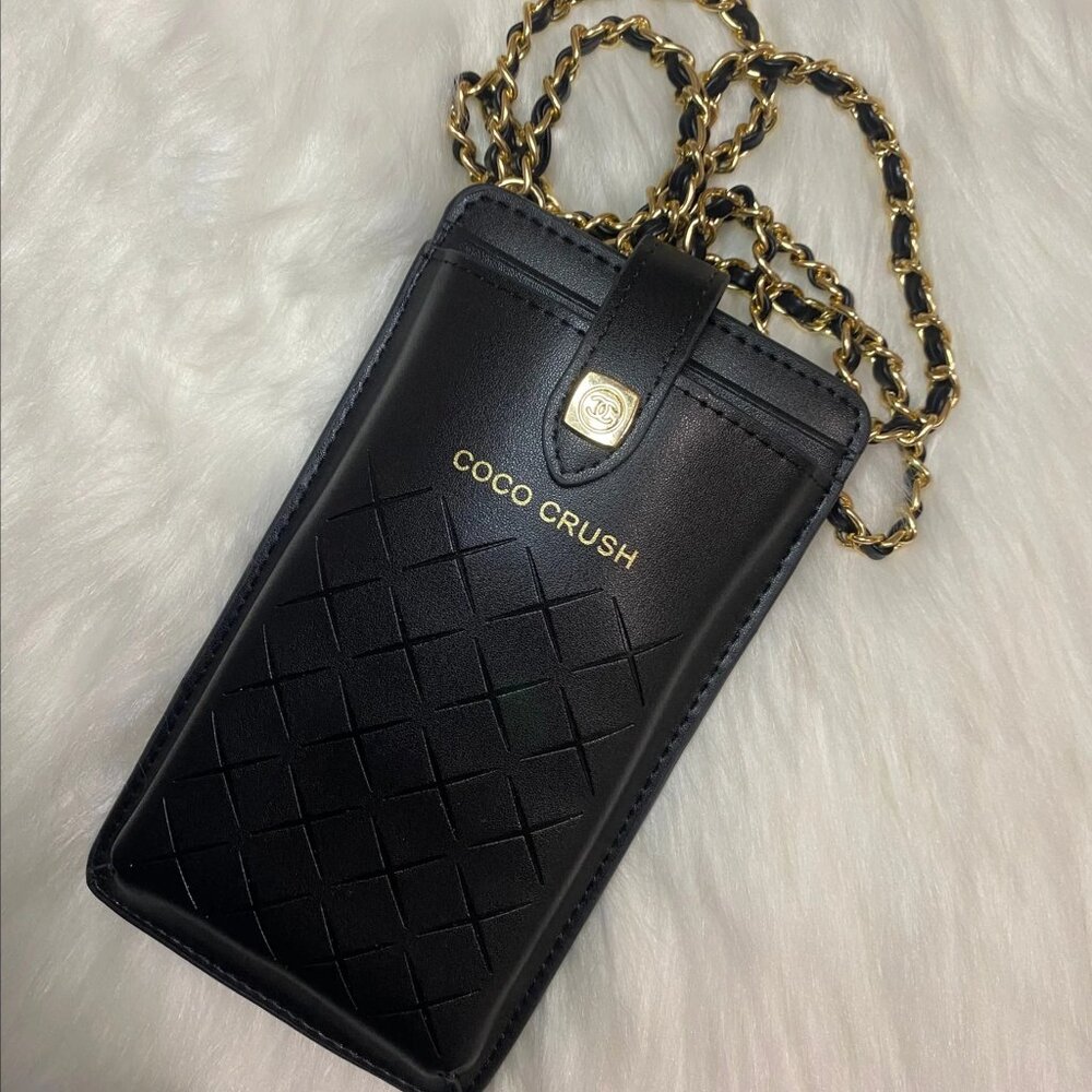 Chanel Coco Crush GWP novelty Cellphone holder with detachable chain - BLACK